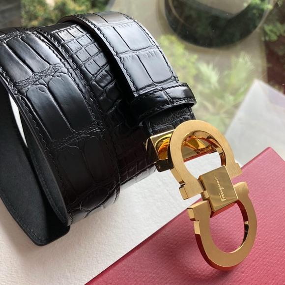 Salvatore Ferragamo Accessories - Salvatore Ferragamo Men's Crocodile Textured Belt